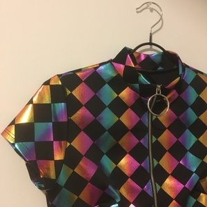 Dolls Kill “Burn Baby Burn” Checkered Romper